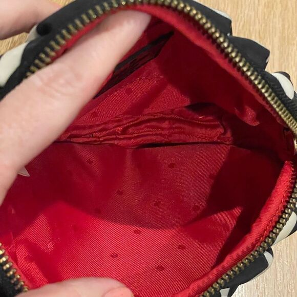 Kate Spade Crossbody Black and White Gold Chain Small Nautical Striped - Picture 3 of 12